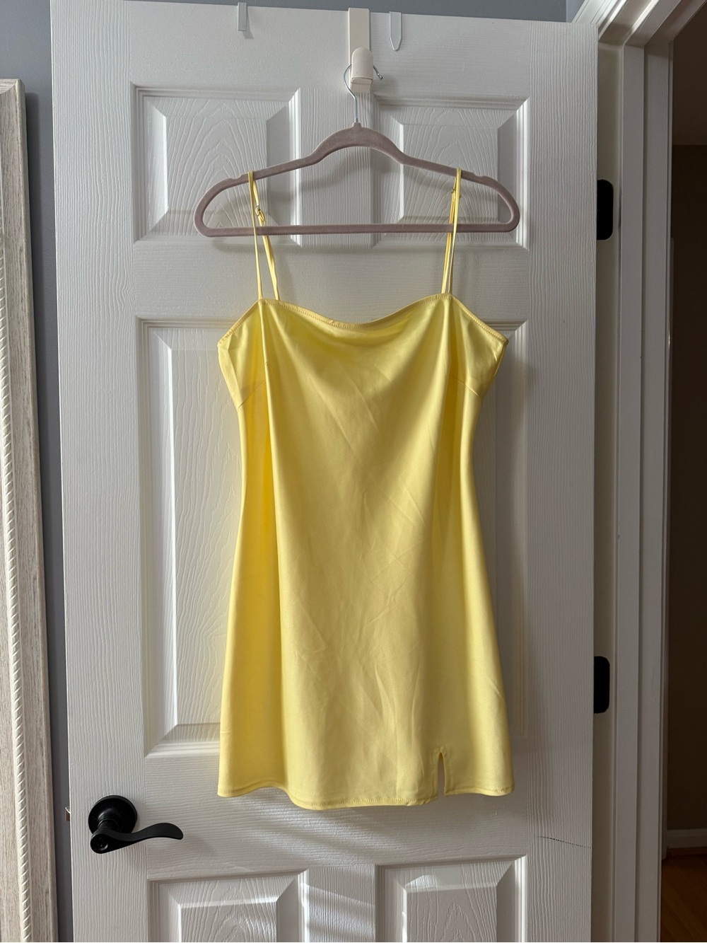Yellow Spaghetti-Strap Slip Mini Dress